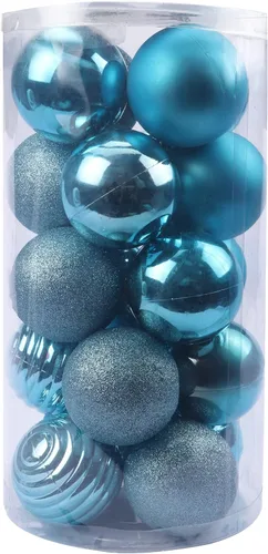 Vista 12 de YYCRAFT Adornos de bola de Navidad de 24 quilates de 1.2 pulgadas para árbol de Navidad, decoraciones de Navidad, ganchos inastillables incluidos
