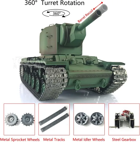 Vista 2 de Actualizado Ver 1/16 Soviético Kv-2 Tk7.0 Rc Tanque Gigante Henglong 3949 360° Torreta Ir Bb Airsoft Barril Recoil Efecto Humo