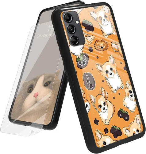 Vista 29 de Funda para Samsung Galaxy A12 5G con protector de pantalla, parte trasera de vidrio templado + TPU de silicona suave que absorbe los golpes