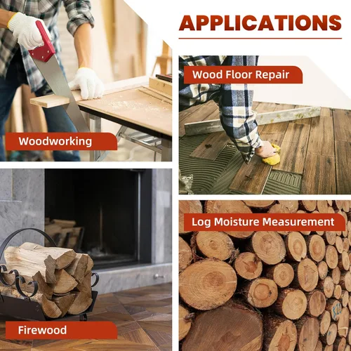 Vista 6 de Medidor digital de humedad de madera de 4 pines medidor de humedad preciso para madera de mano probador de humedad con pantalla LCD para madera