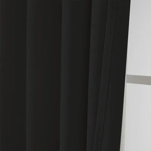 Vista 3 de Inherent Fire Retardant Blackout Curtains, Grommet Top, NFPA 701 Certified Flame Resistant Drape, FR Window Curtains for Classroom, 2 Panels, Black