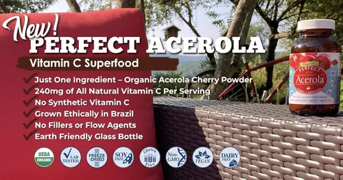Vista 4 de Perfect Supplements – Perfect Acerola Powder – 156 Grams – 100% Pure Acerola Cherry – All-Natural Vitamin C Superfood – Immune System Support