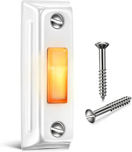 Vista 9 de Dreyoo Botón de timbre de puerta de metal, botón de timbre de puerta con cable de metal resistente con luz LED montada en la pared, botones