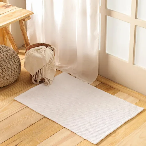 HOMEMONDE Alfombra de algodón en espiga | Alfombra tejida reversible estilo bohemio para sala de estar, dormitorio, cocina y entrada, 2 x 3 pies,