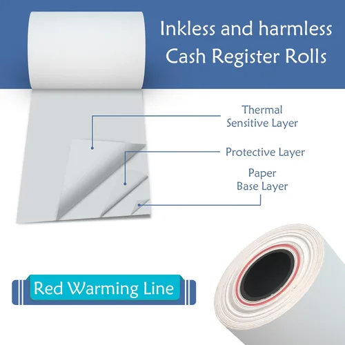 Vista 3 de BESTEASY Rollos de papel térmico de 3-18 pulgadas x 119 pies, papel de recibo térmico, rollo de caja registradora de impresora térmica, papel POS