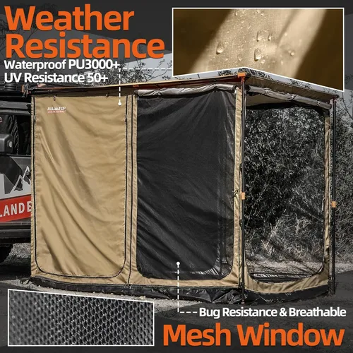 Vista 2 de ALL-TOP Toldo con suelo de 6.6 x 8.2 pies, tienda de campaña Oxford 420D Rip-Stop con malla resistente a los insectos, refugio solar impermeable