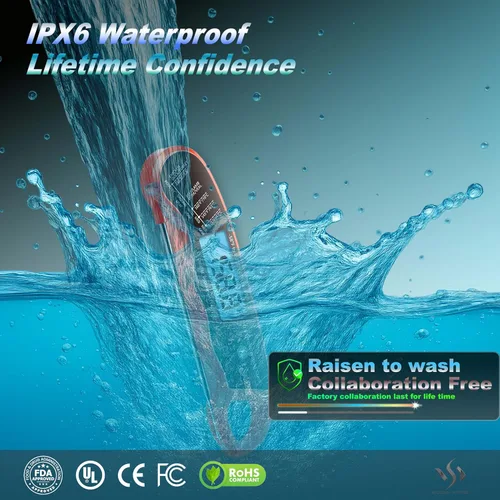 Vista 4 de Termómetro digital para carne de lectura instantánea de 0.6S, sonda/lápiz, calibrado de fábrica/impermeable/retroiluminado/magnético/pantalla