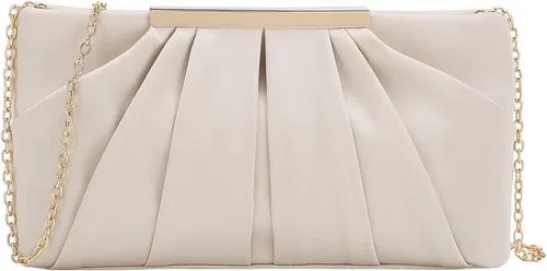 Vista 2 de CHARMING TAILOR Bolso de noche elegante plisado de satén formal simple y elegante para mujer