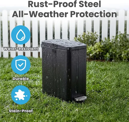 Vista 4 de iTouchless Cubo de basura para excrementos de perro de 3 galones / 12 litros con filtro de olor AbsorbX – Recipiente de basura de metal de cierre