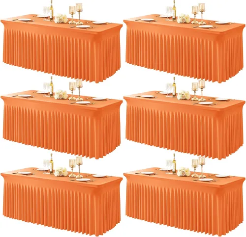 Vista 59 de Paquete de 1 manteles azul bebé para mesas rectangulares de 4 pies, cubiertas de mesa de spandex elástico de una pieza resistentes a las arrugas
