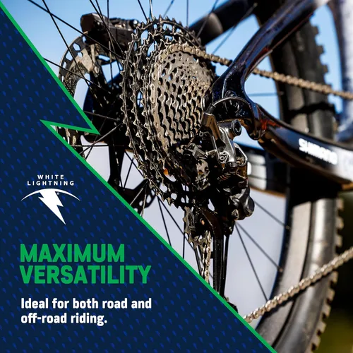 Vista 6 de White Lightning Epic Ride - Lubricante para cadena de bicicleta para todas las condiciones, lubricación limpia y duradera para conducción húmeda