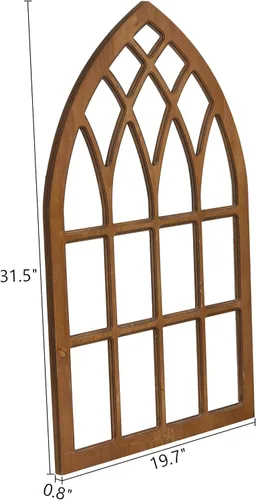 Vista 2 de Sintosin Marcos de ventana de granja para decoración de pared de sala de estar de 20 x 32 pulgadas, marco de ventana de madera rústica arqueada