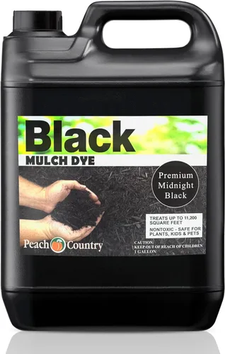 Peach Country Concentrado de color de mantillo negro de alta calidad, 11,200 pies cuadrados, espray de tinte para mantillo negro medianoche (1 galón)