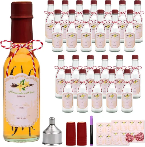 Vista 13 de Botellas de salsa picante de 5 onzas con tapas, Woozy transparente con cápsulas retráctiles, botellas de vidrio pequeñas para elaboración de vino