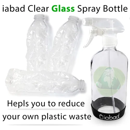 Vista 7 de Botella vacía de vidrio transparente para limpieza iabad de vidrio transparente, recipiente vacío recargable grande de 16 onzas para productos
