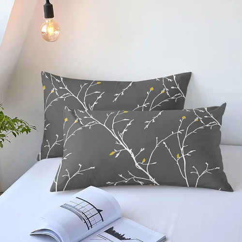 Vista 6 de YIYEA Juego de 2 fundas de almohada estándar de microfibra ultra suave de doble cepillado, fundas de almohada estándar, fundas de almohada florales