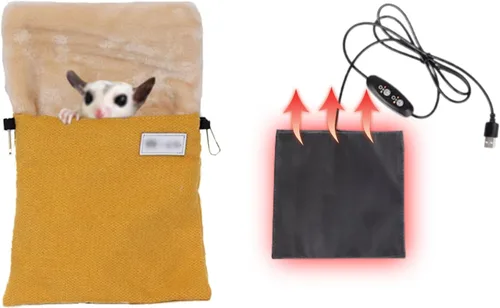 Vista 16 de MANON ROSA Hamster Hideout - Cama de invierno - Acogedora jaula para mascotas, almohadilla térmica y hamaca colgante para animales pequeños