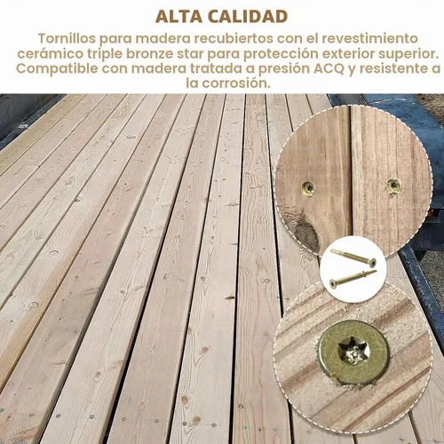 Vista 6 de Tornillos autoperforantes de metal a madera, tornillos autoperforantes T-30 Torx de cabeza de estrella #14x2-3/4 pulgadas para plataformas planas