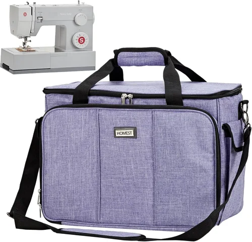 Vista 8 de Homest Bolsa de transporte para máquina de coser con múltiples bolsillos de almacenamiento, bolsa universal con correa para el hombro, compatible
