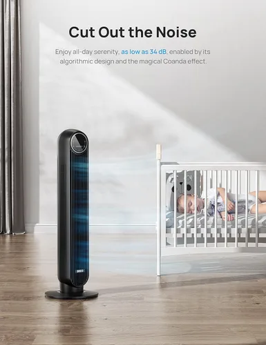 Vista 7 de Dreo Ventilador de torre Pilot Pro de 42 pulgadas con control remoto (DR-HTF005) Ventilador de torre para dormitorio, ventilador de piso silencioso