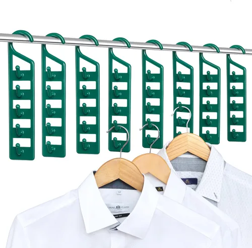 Vista 13 de CraftyCrocodile Perchas que ahorran espacio para ropa, paquete de 2, plástico resistente, ahorro de espacio para camisas, pantalones, jeans