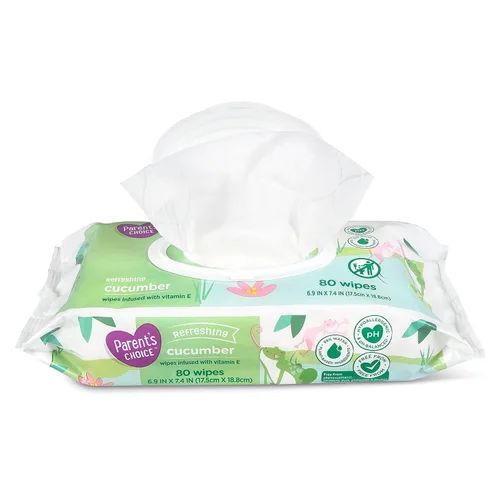 Parent's Choice Toallitas húmedas refrescantes con aroma a pepino con infusión de vitamina E y aloe, 240 unidades (el paquete económico incluye 3