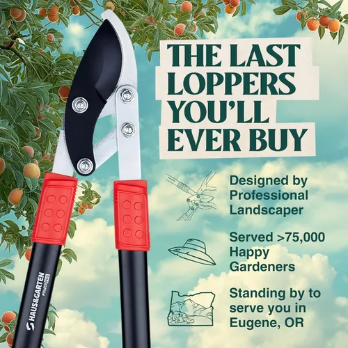 Vista 7 de Haus & Garten PowerPRO Compound Action 29" Bypass Loppers - Use as loppers for tree trimming, branch cutters, heavy-duty garden pruning tree