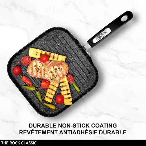 Vista 2 de Starfrit The Rock 25cm (10") Sartén antiadherente con parrilla - Aluminio forjado duradero - Apto para horno - Libre de PFOA - Fácil de limpiar