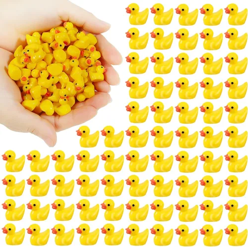 Juego de 100 mini patos de resina a granel para decoración en miniatura en maceta, jardín, casa de muñecas, decoración de pasteles, kit de slime