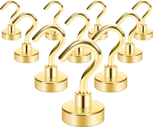 Vista 36 de Neosmuk Magnetic Hooks, 10 kg High Performance Earth Magnets with Hooks, Extra Strong Cruise Hook for Hanging (Pistol Black, Pack of 10)