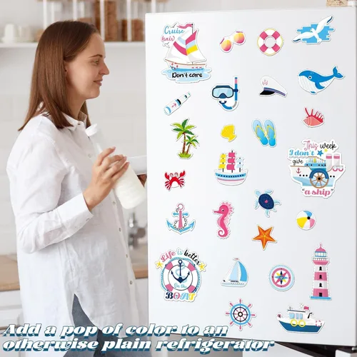 Vista 7 de Qyeahkj 26Pcs Imanes de Puerta de Verano de Playa de Crucero, Imanes Magnéticos de Puerta de Crucero de Verano de Playa para Coche, Nevera