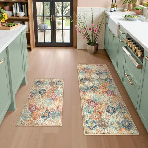 Lahome Alfombra marroquí de enrejado pequeño, alfombra de entrada de 2 x 3 pulgadas, tapete antideslizante para puerta de interior, alfombra lavable