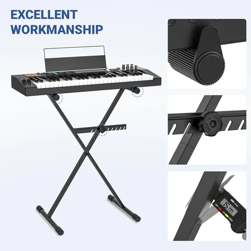 Vista 3 de GLEAM Soporte para teclado - Soporte para piano digital, estilo X individual, negro (capacidad: 100 lb)