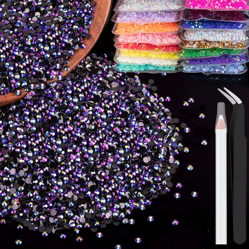 Vista 39 de 4000 diamantes de imitación de resina de 0.157 pulgadas a granel, transparentes AB con parte trasera plana, diamantes de imitación redondos