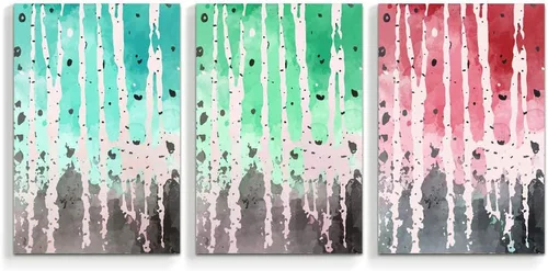 Vista 9 de wall26 3 Panel Canvas Wall Art Silver Birch Pictures Home Wall Decorations for Bedroom Living Room Paintings Canvas Prints Framed - 16"x24" x 3