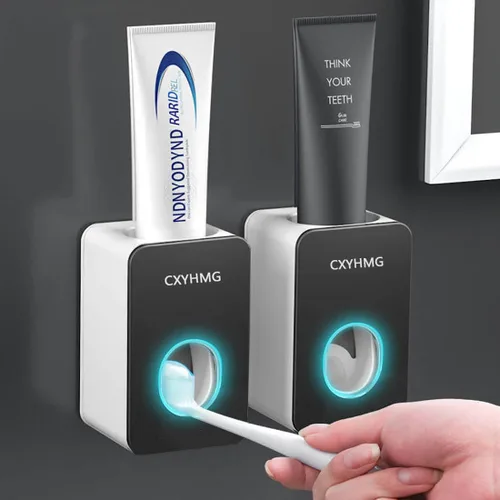 Dispensador de pasta de dientes, 2 unidades dispensador automático exprimidor de pasta de dientes para niños y familia en la ducha, es accesorio de