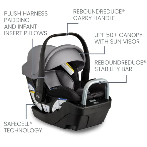 Vista 4 de Britax Willow S Asiento infantil de automóvil con base alpine, tecnología ClickTight, asiento de automóvil orientado hacia atrás y adaptador