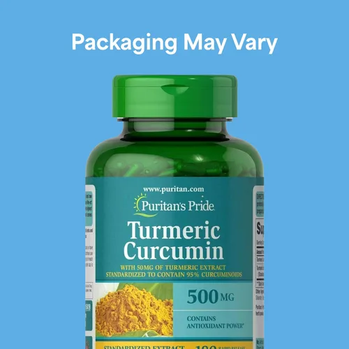 Vista 2 de Puritan's Pride Curcumina de cúrcuma de 500 mg, estandarizada al 95% de cucuminoides, suplemento dietético a base de hierbas para la salud