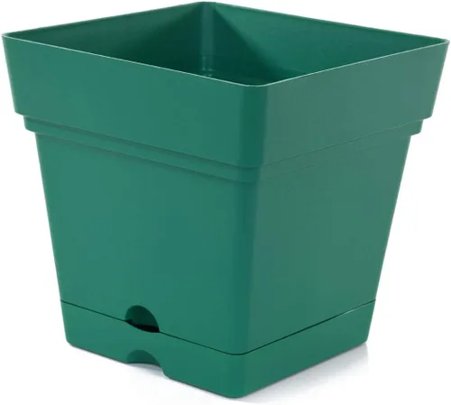 Vista 12 de Mintra - Macetas de plástico para plantas, maceta cuadrada para plantas de interior y exterior, macetas de jardín con platillos y agujeros