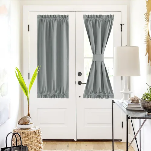 Vista 174 de NICETOWN Cortinas de Lino para Puerta Lateral - Cortinas Opacas con Aislamiento Térmico para Puerta Delantera Francesa para Sombra Pequeña