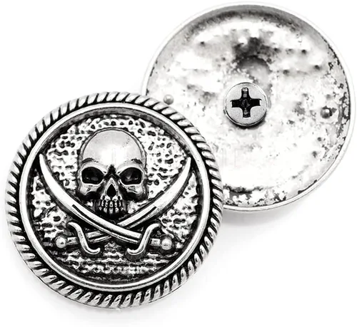 Vista 2 de CRAFTMEMORE 2pcs 1.181 in Concho Pirata Cráneo Tornillo Atrás Moneda Cuero Artesanía Ornamento CHS26