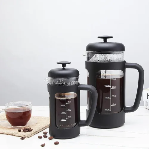 Vista 6 de Easyworkz French Press - Cafetera de 12 onzas con vidrio de borosilicato, mango de agarre suave