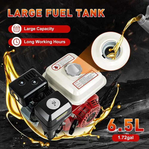 Vista 5 de DONSU Motor de gasolina, 6.5HP Motor de gasolina horizontal de 4 tiempos, motor de gasolina horizontal de 160 CC OHV con arranque por aire