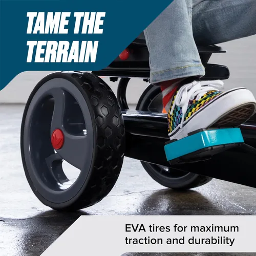 Vista 5 de Rollplay Flex Kart XL Pedal Go Kart para niños con neumáticos de EVA para tracción y durabilidad, asiento de cubo ajustable de 2 posiciones