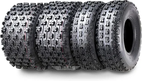 WANDA Juego de 4 neumáticos Race ATV 22x7-10 y 22x10-9 aptos para Honda Sportrax 250EX 300EX 2004