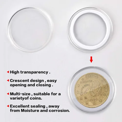 Vista 2 de ALCYON 84 cápsulas de monedas de 1.811 in, con junta de espuma y caja organizadora de almacenamiento de plástico, estuche coleccionista de monedas