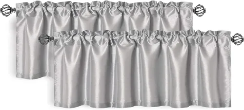 Vista 8 de Aiking Home Collection Paquete de 2 cenefas de ventana de seda sintética sólida, 56 x 16 pulgadas, aguamarina