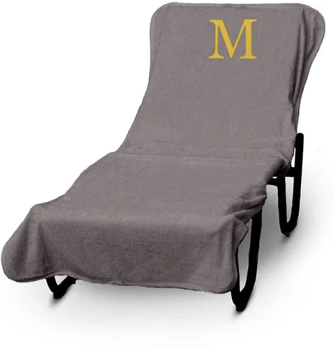 Vista 17 de Funda de lujo para tumbona de piscina con monograma de Hotel y Spa, bordado con letras en bloque - Extra absorbente 100% algodón turco - Rizo suave