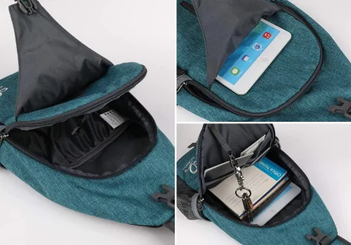 Vista 3 de WATERFLY - Mochila cruzada tipo bandolera para viajar y hacer senderismo, bolsa de pecho