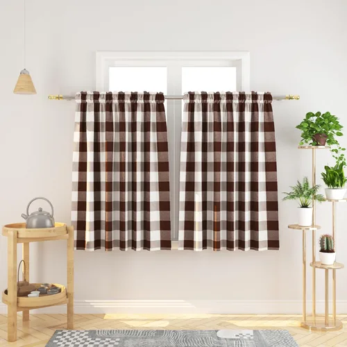 Vista 22 de Cenefas de cortina para ventana de 16 pulgadas de largo, 2 paneles de cuadros búfalo, cortinas pequeñas con bolsillo para barra, estilo clásico